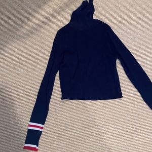 Blue red and white turtle neck